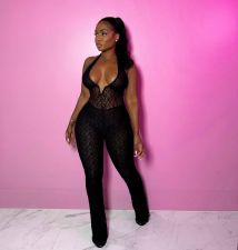 Hollow Out Lace See Through Jumpsuit YUEM-50005