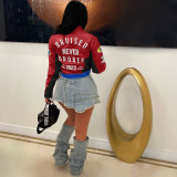 Printed Stand-up Collar Short Zipper Jacket YNSF-2666
