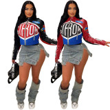 Printed Stand-up Collar Short Zipper Jacket YNSF-2666