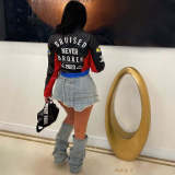 Printed Stand-up Collar Short Zipper Jacket YNSF-2666