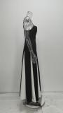 Plus Size Wrap Chest Color Block Backless Maxi Dress GHHE-28986