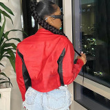 Zipper Contrast Color Embroidery Short Jacket XEF-56529