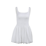 Pre Order: About 7 work days shipping Solid Color Square Neck Mini Dress YUEM-11987
