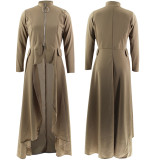 Long Sleeve High Neck Zipper Irregular Dress SFY-321
