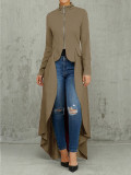 Long Sleeve High Neck Zipper Irregular Dress SFY-321