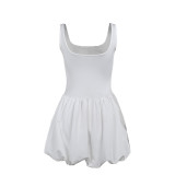 Pre Order: About 7 work days shipping Solid Color Square Neck Mini Dress YUEM-11987