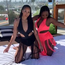 Tassel Deep V Neck One Piece Swimsuit MDF-5060