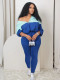 Color Block Hooded Tops And Skinny Pants 2 Piece Set MIL-073