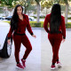Long Sleeve Hooded Coat Sport 2 Piece Pants Set TE-4718