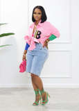 Single-breasted Long Sleeve Loose Print Shirt  GFDY-1182