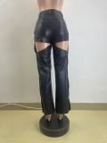 Fashion Slim Straight PU Leather Pants QOUY-6053
