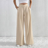 Solid Color Pleated Loose Wide Leg Pants GYSQ-ZPDH0430