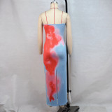 Print Tube Tops Split Midi Dress GPBY-15786
