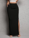 Solid Color Slim High Split Long Skirt GYSQ-UREE3110