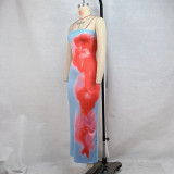 Print Tube Tops Split Midi Dress GPBY-15786