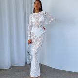 Lace See Through Long Sleeve Long Dress GPBY-39111