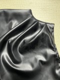 Sleeveless Pleated Irregular PU Leather Mini Dress GPBY-16356