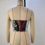 Sexy Bandage Cardigan Skinny PU Vest GPBY-14685