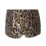 Leopard Print Sequin Short YUEM-230295