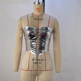 Sexy Bandage Cardigan Skinny PU Vest GPBY-14685