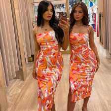 Printed Backless Slim Bandage Dress GPBY-13235