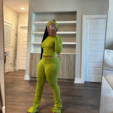 Solid Color Tight Long Sleeve Pants Suit(With Headscarf) MEM-88614
