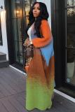 Casual Color Block Loose Knits Long Coat TR-1320