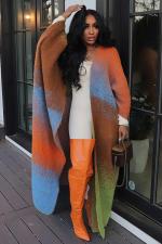 Casual Color Block Loose Knits Long Coat TR-1320