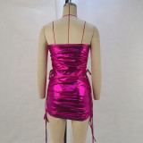 Drawstring Wrap Bodysuit And Skirt Sexy Suit GPBY-14426