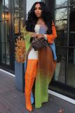 Casual Color Block Loose Knits Long Coat TR-1320