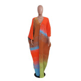 Casual Color Block Loose Knits Long Coat TR-1320