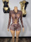 Fashion Leopard Print Skinny Short Suit YUEM-600602