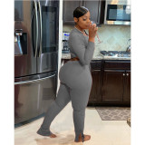 Long Sleeve Solid Color Two Piece Pants Set QXTF-8112