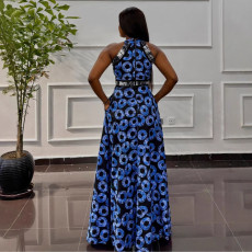 Plus Size Sleeveless Print Split Maxi Dress NY-10939
