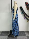 Plus Size Sleeveless Print Split Maxi Dress NY-10939