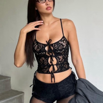 Lace See Through Tie Up Small Vest GPBY-15414
