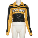 Contrast Color Embroidered Zipper Coat XEF-K24C58783