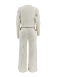 Fashion Long Sleeve Solid Color Jumpsuit 2 Piece Set ZDF-31375