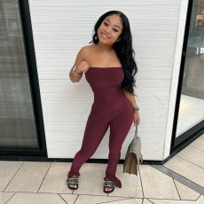 Solid Color Off Shoulder Tube Tops Jumpsuit YD-1151-D5