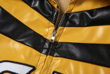 Contrast Color Embroidered Zipper Coat XEF-K24C58783