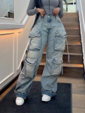 Fashion Multi Pockets Straight Jeans SH-S391298
