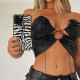 One Neck Wrap Chest Halterneck Tie PU Vest GPBY-1454