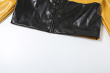 Contrast Color Embroidered Zipper Coat XEF-K24C58783
