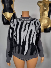 Print Long Sleeve Sweater Pullover YUEM-600620