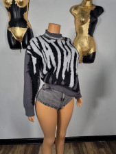 Print Long Sleeve Sweater Pullover YUEM-600620