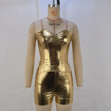 Sexy Zipper Tube Tops And Shorts 2 Piece Set GPBY-15138