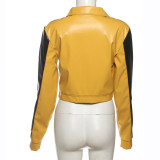 Contrast Color Embroidered Zipper Coat XEF-K24C58783