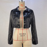 Long Sleeve Cardigan Leather Coat GPBY-14524