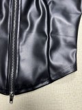 Sexy Backless Sleeveless Zipper PU Vest GPBY-16354