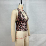 Leopard Print V Neck Backless Vest GPBY-15745